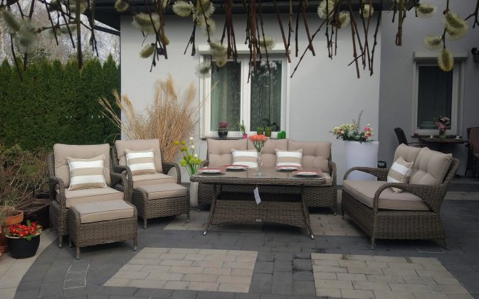 duże meble wypoczynkowe z technorattanu brązowy matowy