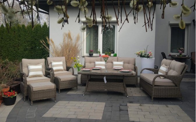 duże meble wypoczynkowe z technorattanu brązowy matowy