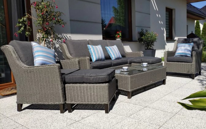 Meble wypoczynkowe na taras z technorattanu LIPARI SZARE