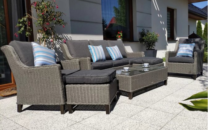 Meble wypoczynkowe na taras z technorattanu LIPARI SZARE