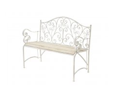 Metalowa łąwka ogrodowa biała postarzana prowansalska GATSBY 