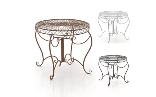 stół vintage Sheela śr. 90 cm metaloplastyka