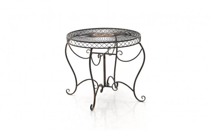 okrągły stół metaloplastyka 90cm w kolorze brąz patynowany