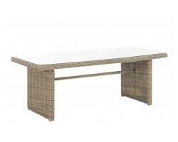 Beżowy stół ogrodowy z technorattanu okragłego AVINION BIG VIP