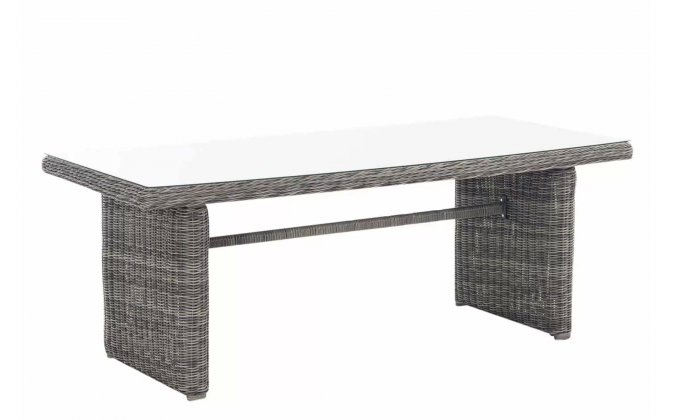 Szary stół ogrodowy z technorattanu okragłego AVINION BIG VIP