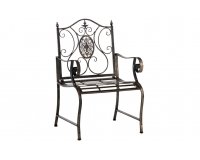 Metalowy fotel w stylu prowansalskim z podłokietnikami PAURI kolor brąz metaliczny