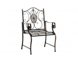 Metalowy fotel w stylu prowansalskim z podłokietnikami PAURI kolor brąz metaliczny