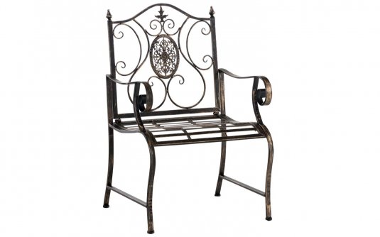 Metalowy fotel w stylu prowansalskim z podłokietnikami PAURI kolor brąz metaliczny Metalowy fotel w stylu prowansalskim z podłokietnikami PAURI kolor brąz metaliczny