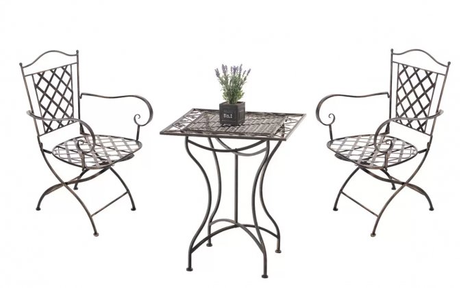 Dwuosobowy komplet vintage w kolorze brąz metalowy