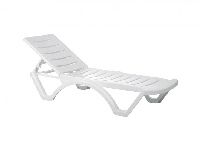 biały leżak na kółkach 