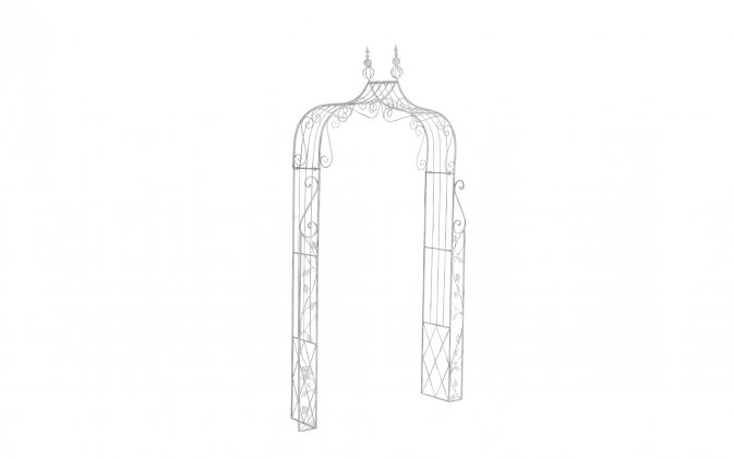 Metalowy łuk kuriany na pnącza ogrodowy w kolorze białym antycznym aurora