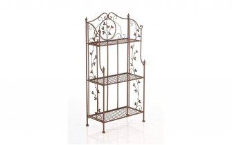 Brązowy rdzawy składany regał metalowy w stylu retro z metaloplastyki  RIVOL