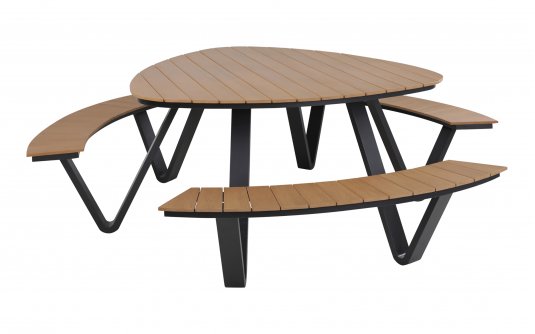 Trójkatny zestaw piknikowy grafitowy alu AREZZO blat kompozyt