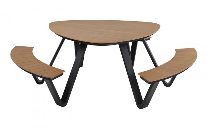 Trójkatny zestaw piknikowy grafitowy alu AREZZO blat kompozyt