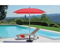 Parasol z noga centralną czerwony 2x2 m aluminiowa noga