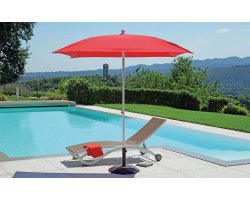 Parasol z noga centralną czerwony 2x2 m aluminiowa noga