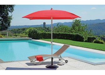 Parasol z noga centralną czerwony 2x2 m aluminiowa noga