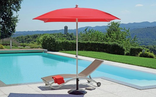 Parasol z noga centralną czerwony 2x2 m aluminiowa noga