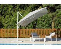 Biały / poszycie JASNOSZARE parasol ogrodowy 3x3 m noga boczna TRINIDAD