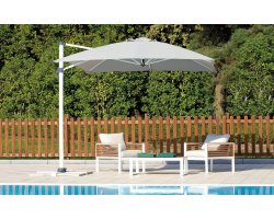 parasol z białą noga boczną 3x4 m jasnoszary spuncrylic VINALES