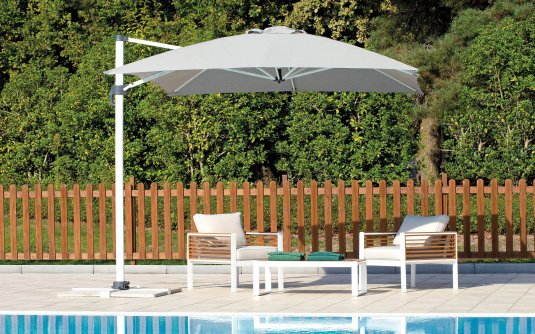 parasol z noga boczną 3x4 m jasnoszary spuncrylic