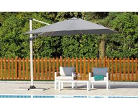 Parasol ogrodowy obrotowy i pochylany w 2 osiach VARADERO noga drewno / poszycie szare