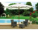 parasol ogrodowy 300x200 cm EXTRA kremowy z nogą drewnianą