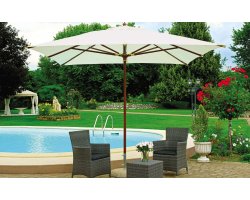 parasol ogrodowy 300x200 cm EXTRA kremowy z nogą drewnianą