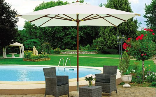 parasol ogrodowy 300x200 cm EXTRA kremowy z nogą drewnianą
