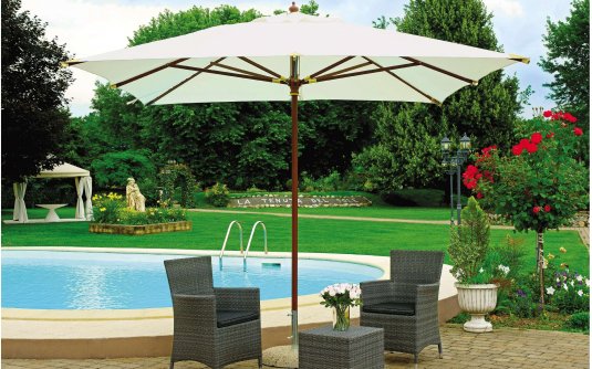 parasol ogrodowy EXTRA 300x400 cm kremowy z nogą drewnianą