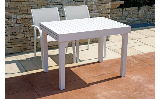 Biały stół rozkładany 106-212 aluminiowy na taras CAPANNORI Biały stół rozkładany 106-212 aluminiowy na taras CAPANNORI