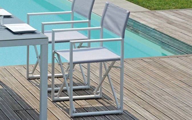 Aluminiowy biały skłądany fotel "reżyserski" IMOLA