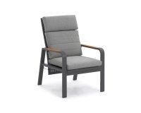 Fotel wypoczynkowy ogrodowy z pochylanym oparciem MONTANA grafitowe aluminium / szara poduszka