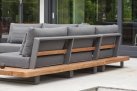Meble ogrodowe narożnik FITZ - aluminowe ciemnoszare platforma teak