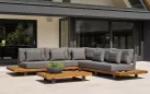 Meble ogrodowe narożnik FITZ - aluminowe ciemnoszare platforma teak