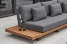 Meble ogrodowe narożnik FITZ - aluminowe ciemnoszare platforma teak