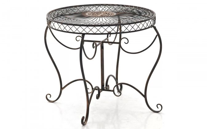 Ø90 Stół z metaloplastyki w stylu vintage kolor brąz metaliczny