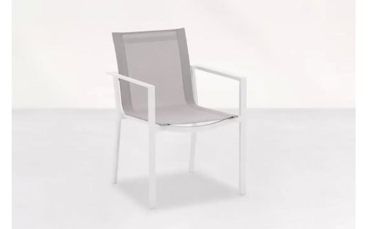 Białe sztaplowane krzesło ogrodowe aluminiowe PRIMAVERA Life