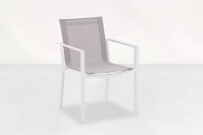 Białe sztaplowane krzesło ogrodowe aluminiowe PRIMAVERA Life