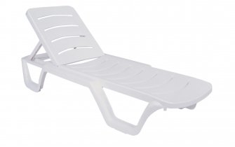 białe lezaki ogrodowe na kółkach Bahama