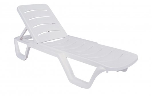 białe lezaki ogrodowe na kółkach Bahama