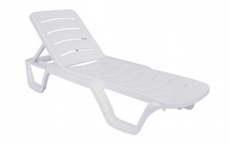 białe lezaki ogrodowe na kółkach Bahama