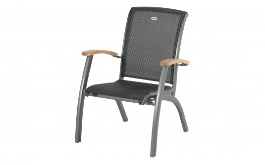 Krzesło stołowe aluminiowe z podłokietnikami teak DAVinci Hartman