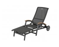 Ekskluzywny lezak ogrodowy Hartman cienmoszary aluminiowy teak
