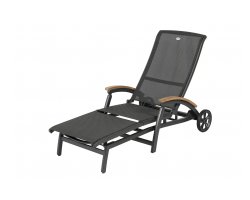 Ekskluzywny lezak ogrodowy Hartman cienmoszary aluminiowy teak