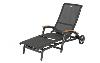 Ekskluzywny lezak ogrodowy Hartman cienmoszary aluminiowy teak