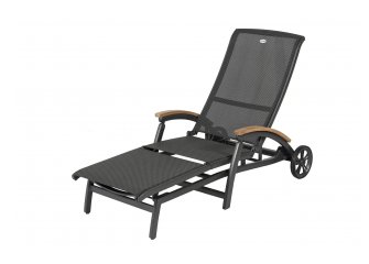 Ekskluzywny lezak ogrodowy Hartman cienmoszary aluminiowy teak