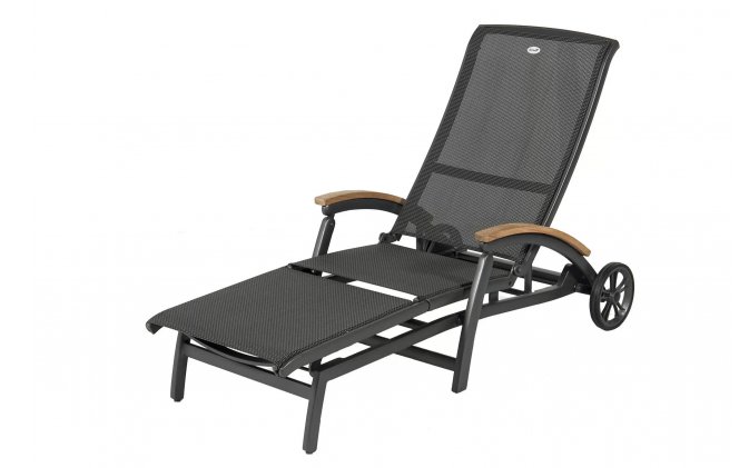 Ekskluzywny lezak ogrodowy Hartman cienmoszary aluminiowy teak