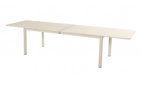 Bezowy stół rozkładany na taras Hartman KYRA 224–343 × 100 cm aluminium i blat ceramiczny