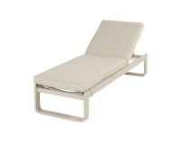 Aluminiowy jasnobezowy lezak ogrodowy z materacem Olefin MILANO